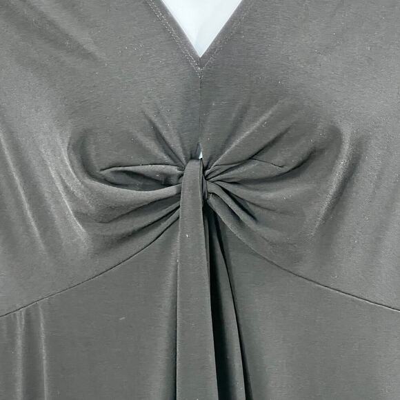 Lane Bryant Black Knit Dress V Neck Short Sleeve Gathered Front Size 18/20 Plus - Picture 5 of 9